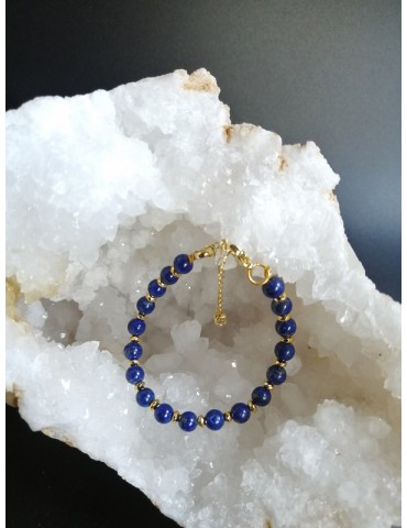 Bracelet lapis lazuli doré